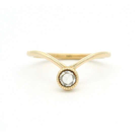 14k Yellow Bezel-Set Solitaire with 0.15ct Natural Round Rose-Cut Diamond
