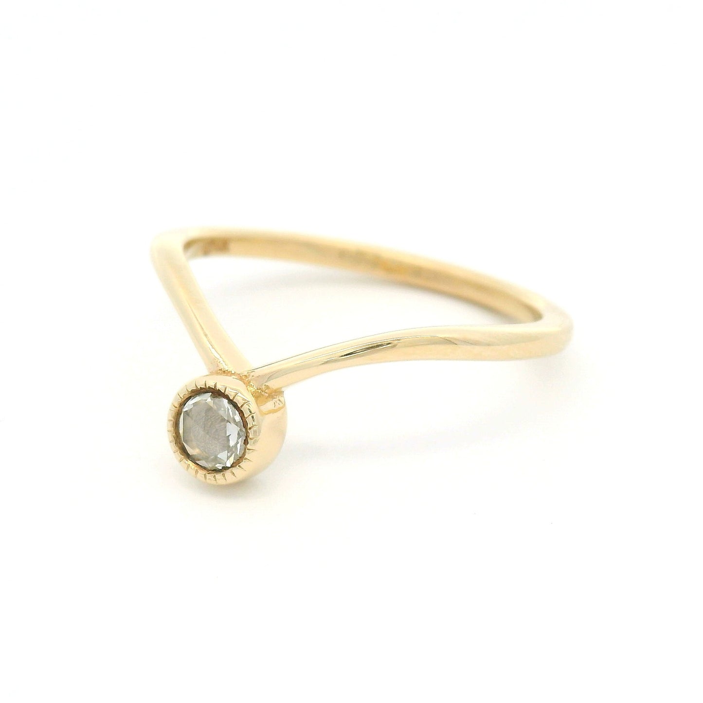 14k Yellow Bezel-Set Solitaire with 0.15ct Natural Round Rose-Cut Diamond