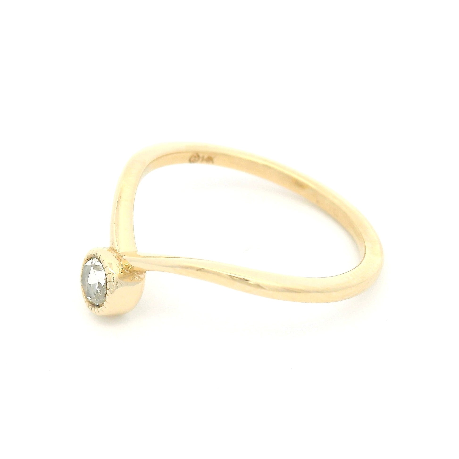 14k Yellow Bezel-Set Solitaire with 0.15ct Natural Round Rose-Cut Diamond