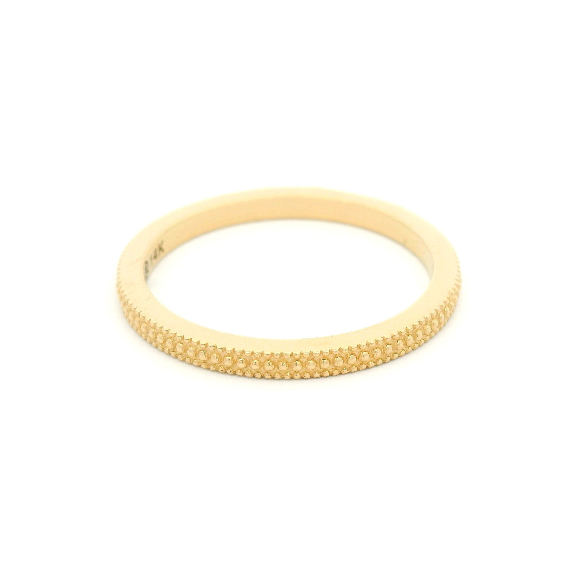 14k Yellow 1.5mm Wide Triple Milgrain Band