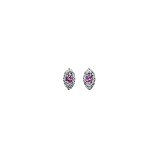 Rhodolite Garnet Eye Motif Earrings