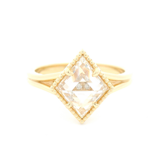 14k Yellow Ring with 1.1ct Lab-Grown Rose-Cut Diamond and Accent Diamonds