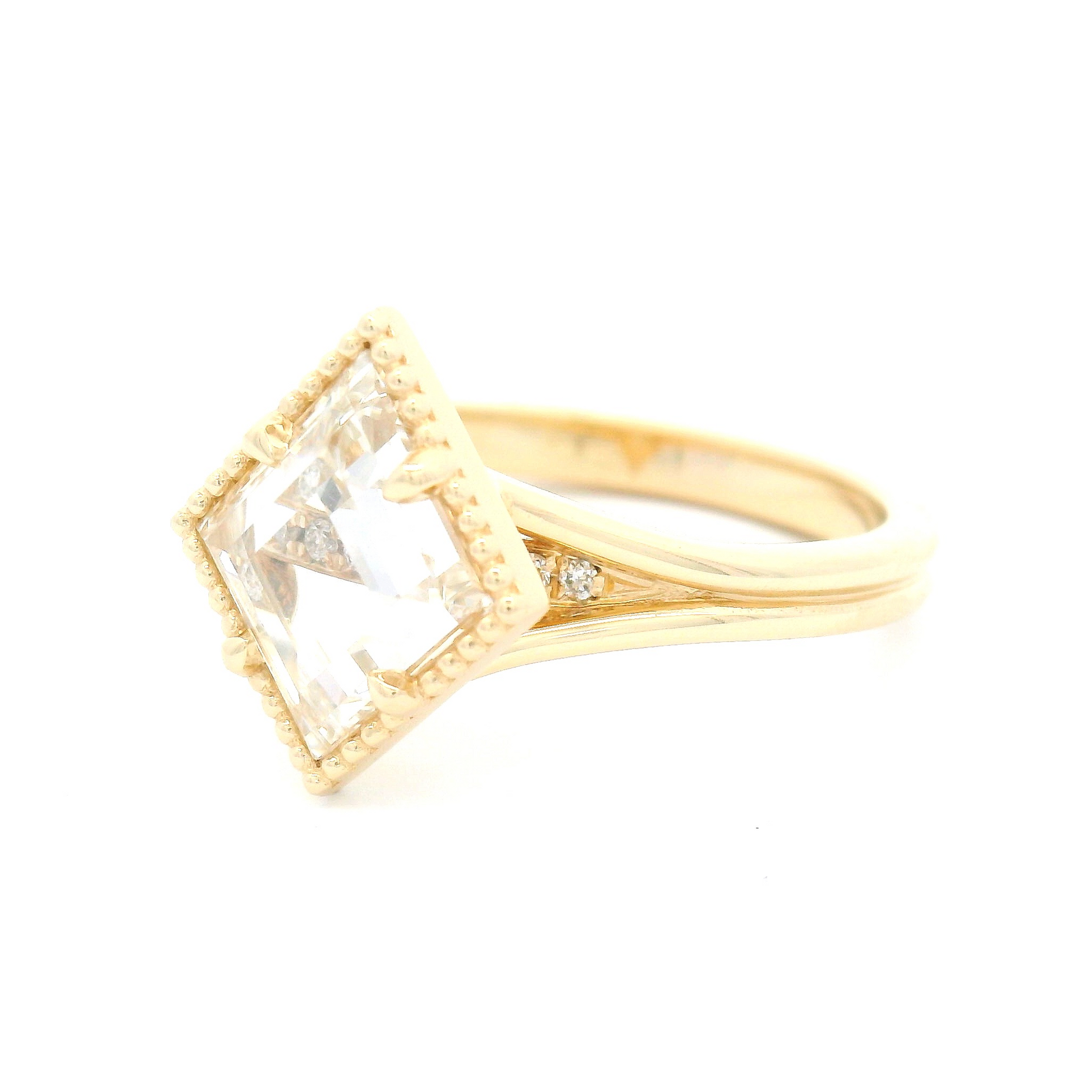 14k Yellow Ring with 1.1ct Lab-Grown Rose-Cut Diamond and Accent Diamonds