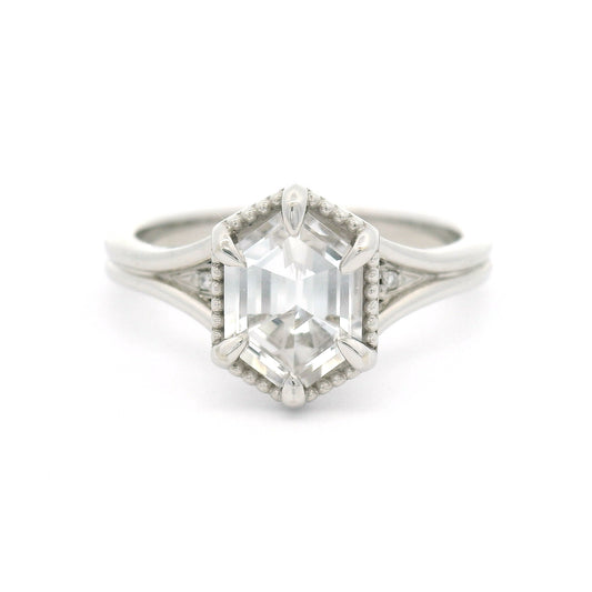 14k White Ring with 1.33ct Lab-Grown White Sapphire and Accent Lab Diamonds