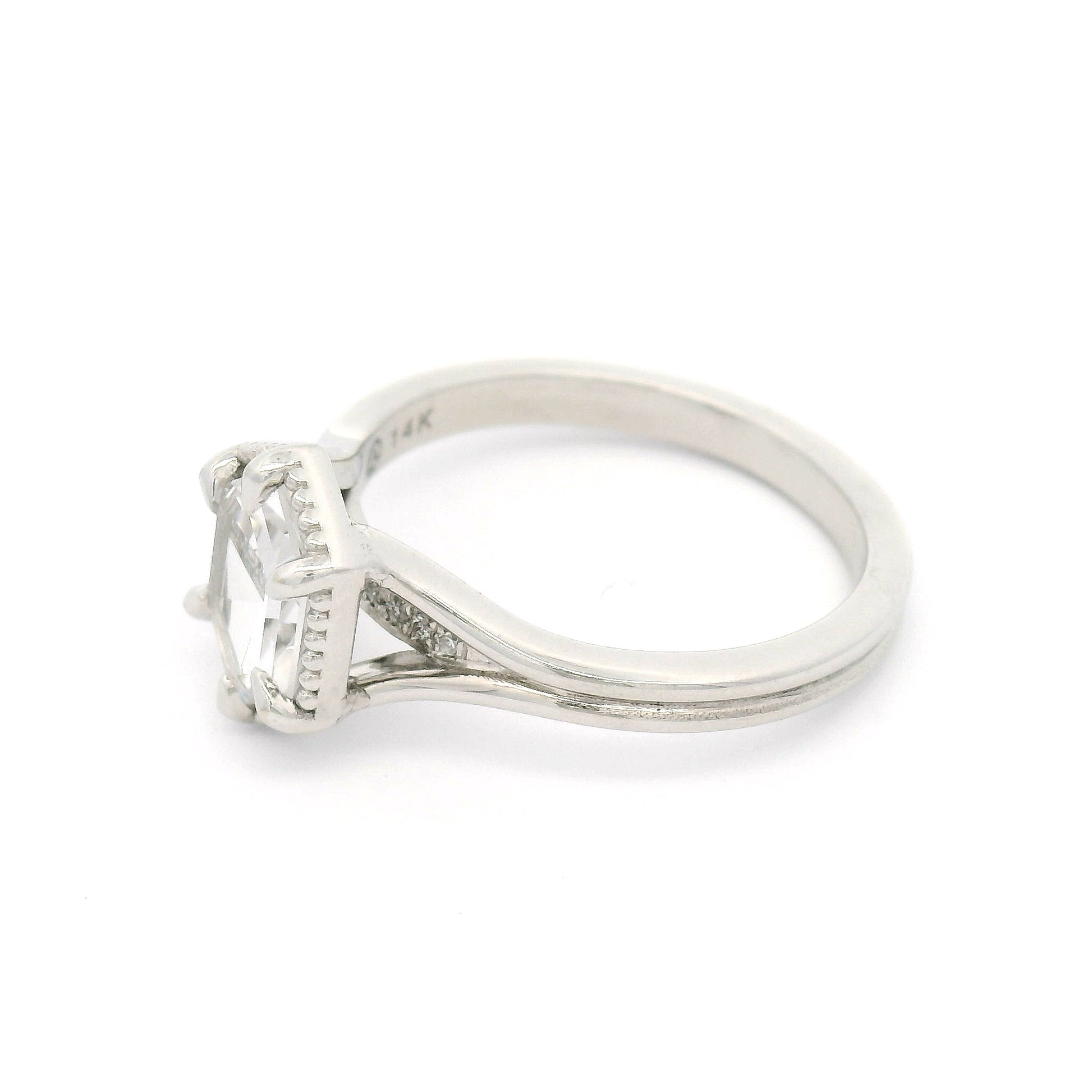 14k White Ring with 1.33ct Lab-Grown White Sapphire and Accent Lab Diamonds