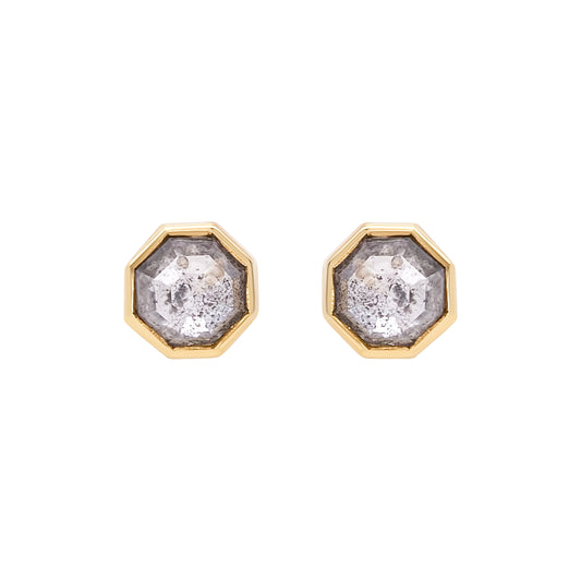 Octagon Salt & Pepper Diamond Earrings