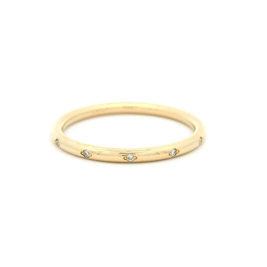 14k Yellow 1.7mm Wide Round Profile Band with Accent Lab-Grown Diamonds