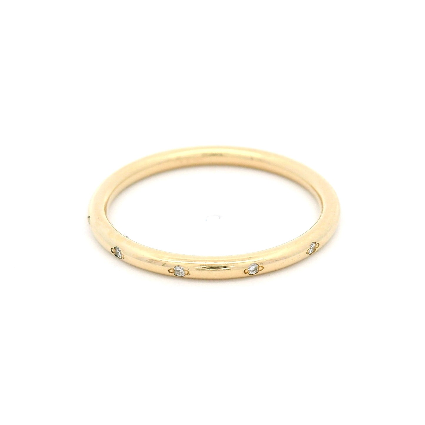 14k Yellow 1.7mm Wide Round Profile Band with Accent Lab-Grown Diamonds
