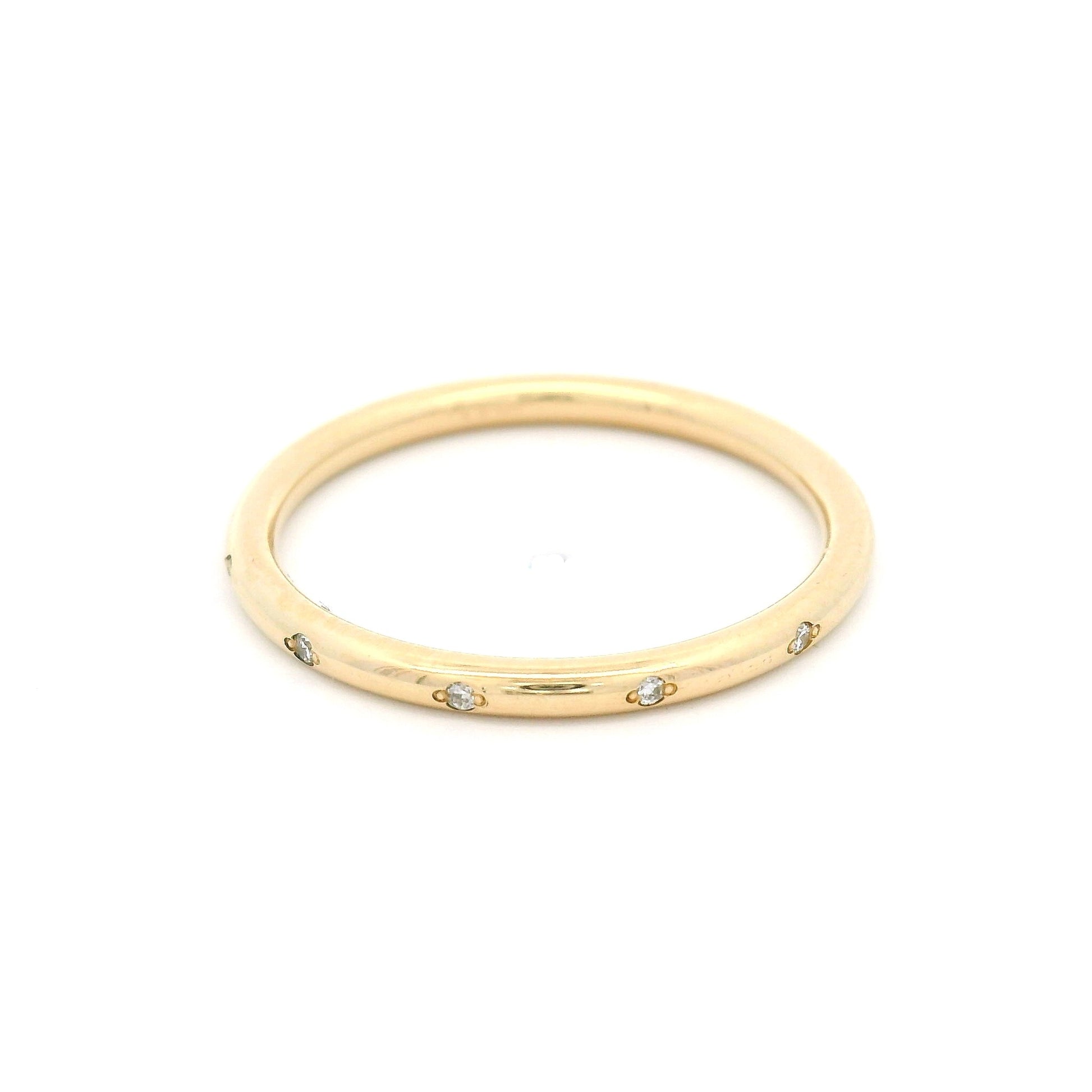 14k Yellow 1.7mm Wide Round Profile Band with Accent Lab-Grown Diamonds