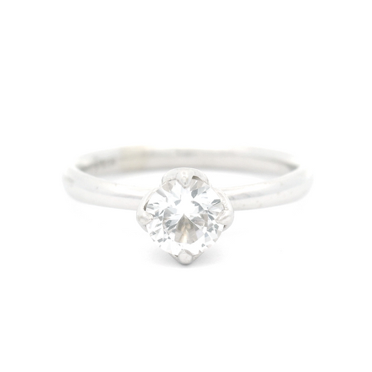 14k White Solitaire with 0.50ct Round Lab-Grown Sapphire