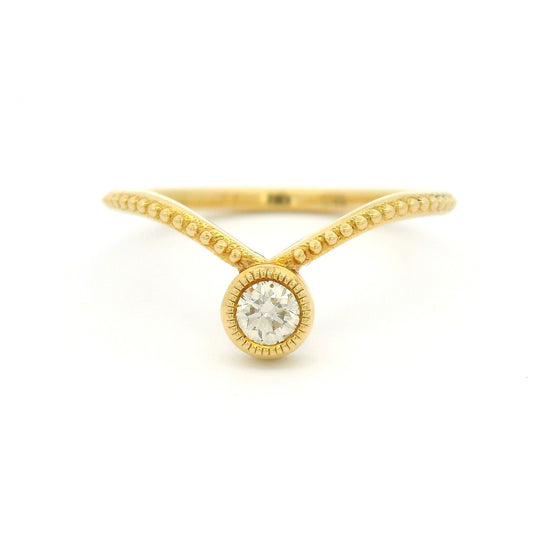 18k Yellow Bezel-Set Solitaire with 0.15ct Natural Round Brilliant Cut Diamond