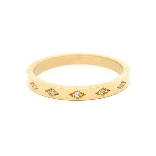 10k Yellow 2.3mm Wide Band with 5 Bead-Set Lab-Grown Diamonds