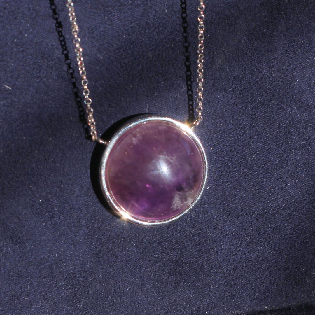 Silver Bezel Gemstone Necklace