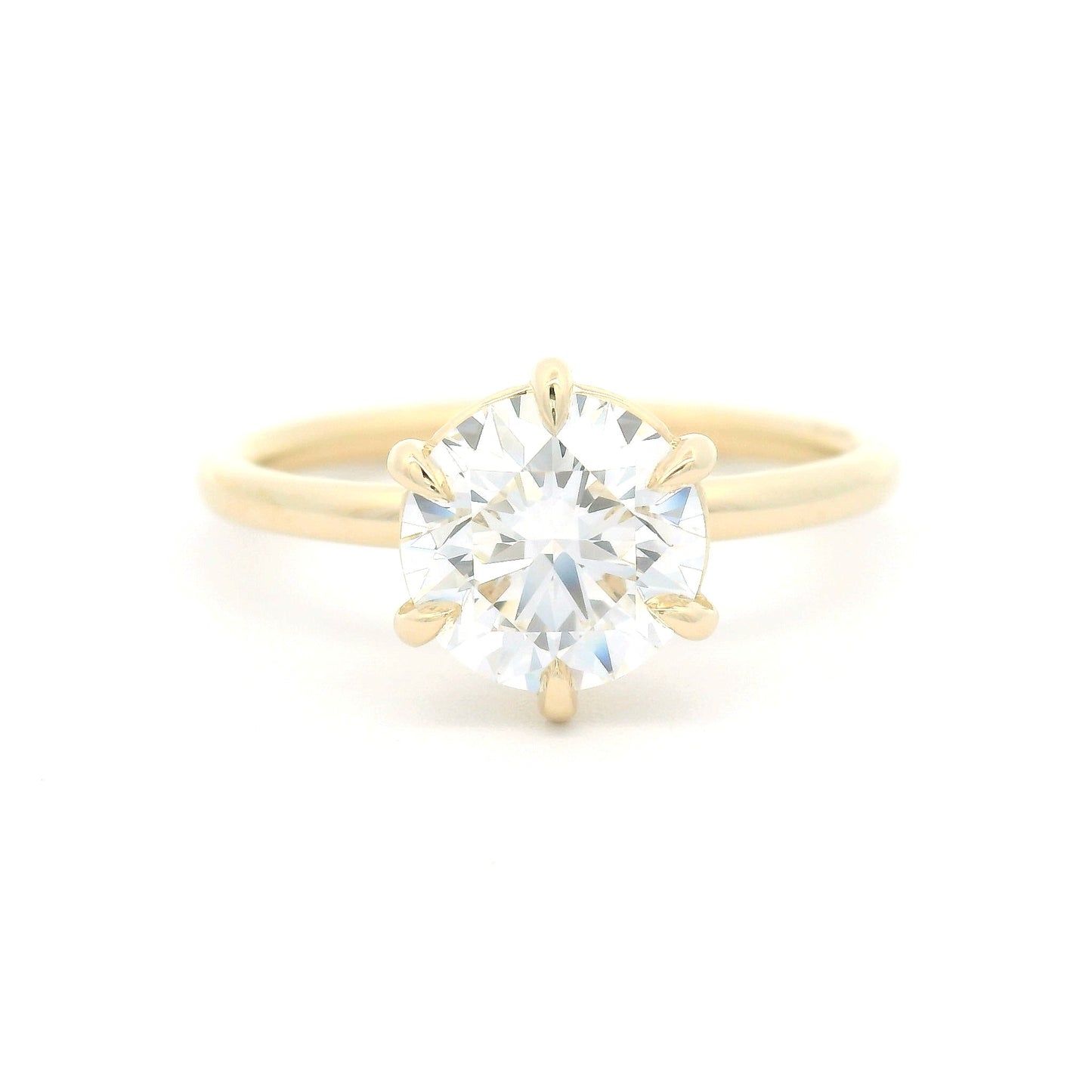 14k Yellow 6-Claw Solitaire with 1.3ct Lab-Grown Round Brilliant Cut Diamond