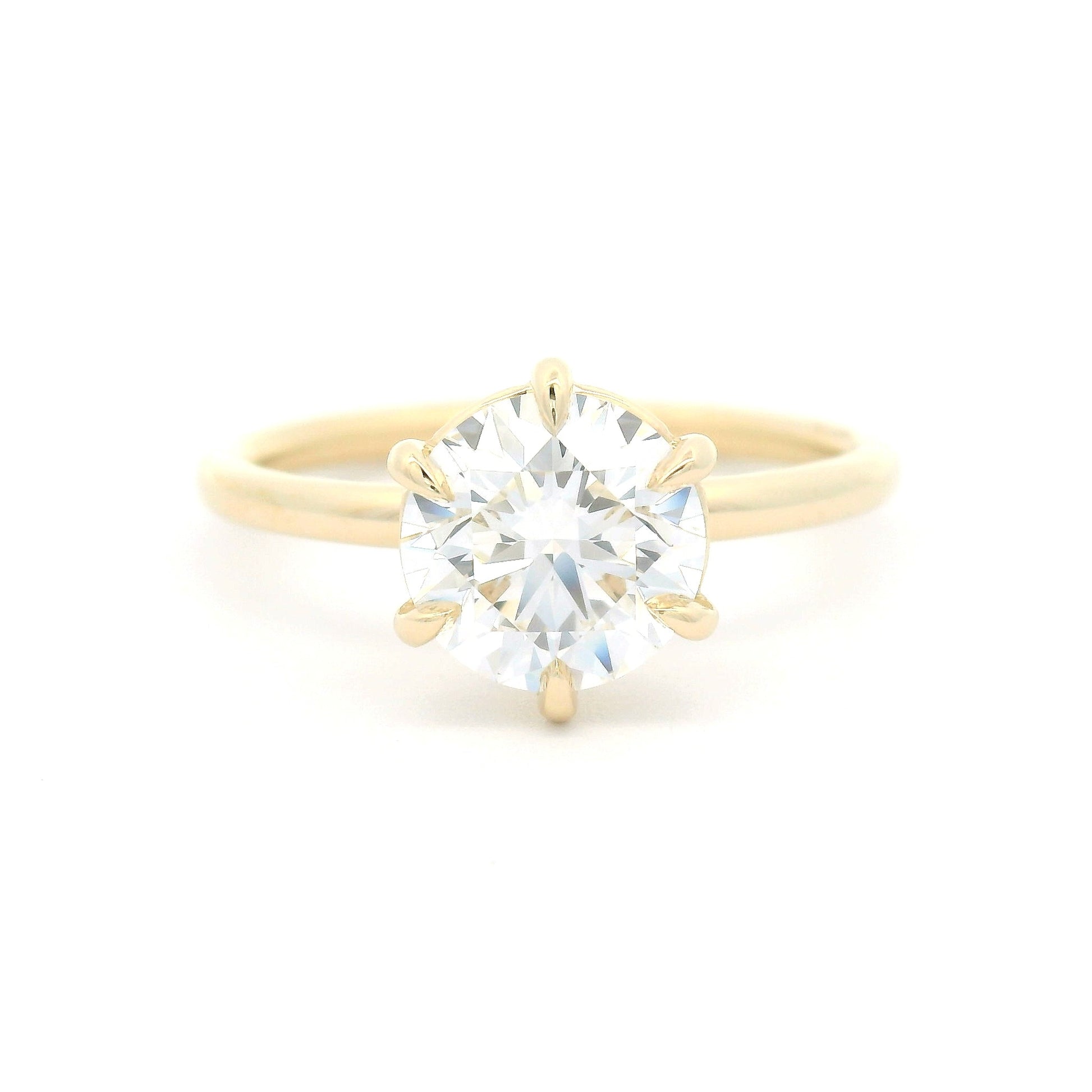 14k Yellow 6-Claw Solitaire with 1.3ct Lab-Grown Round Brilliant Cut Diamond