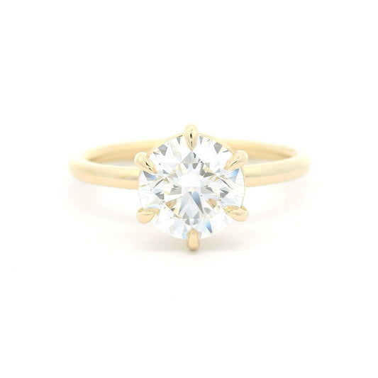 14k Yellow 6-Claw Solitaire with 1.3ct Lab-Grown Round Brilliant Cut Diamond
