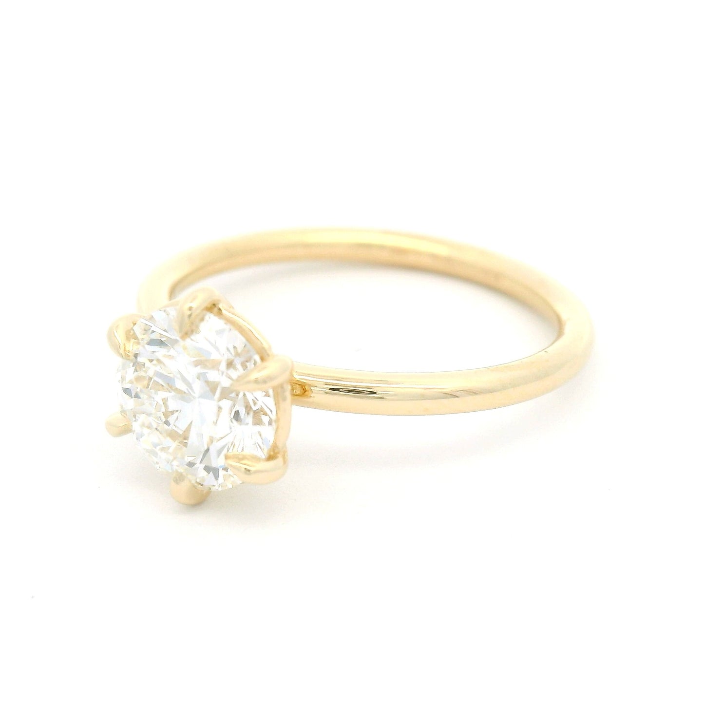14k Yellow 6-Claw Solitaire with 1.3ct Lab-Grown Round Brilliant Cut Diamond