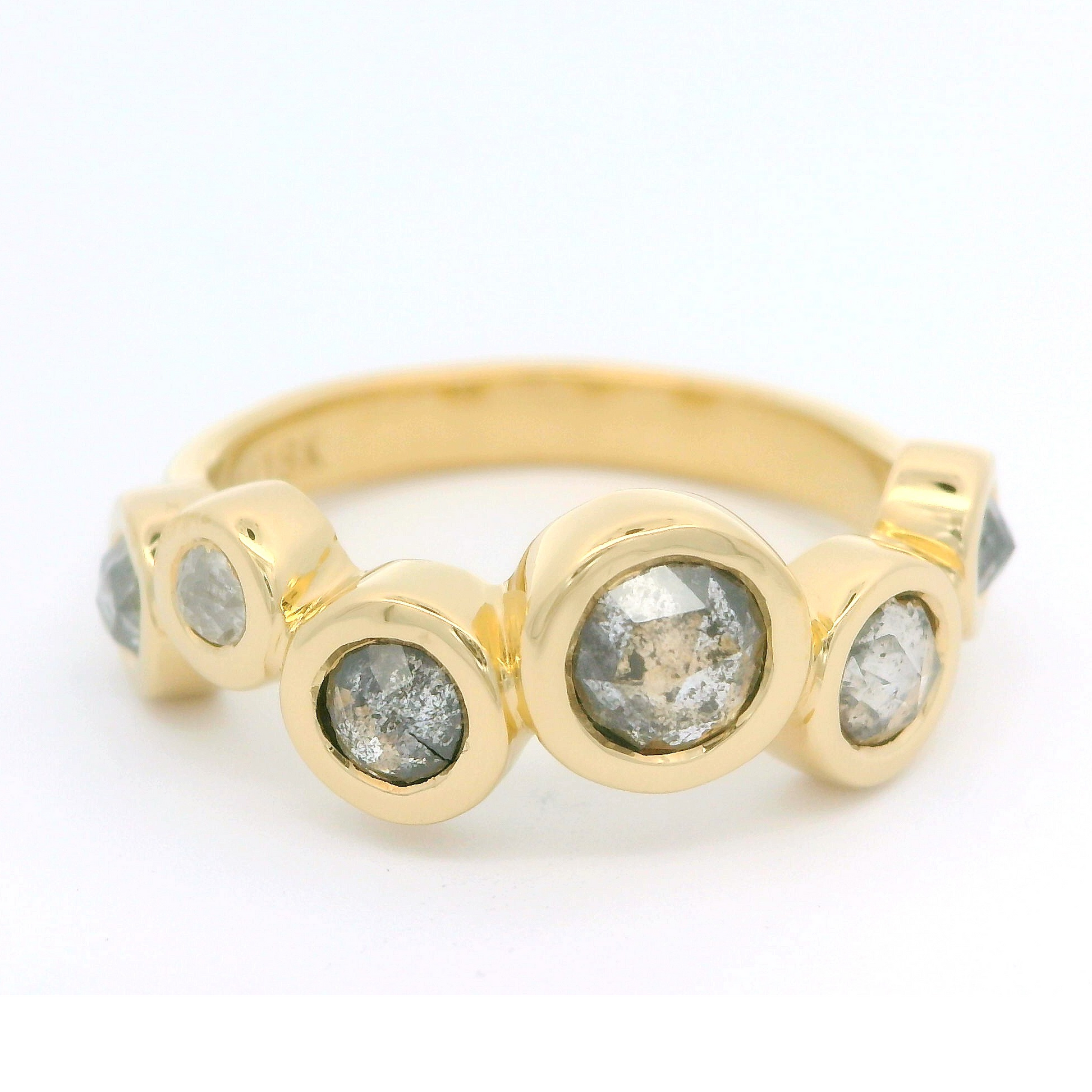 18k yellow gold ring with 1.1 carats of rose cut diamonds.