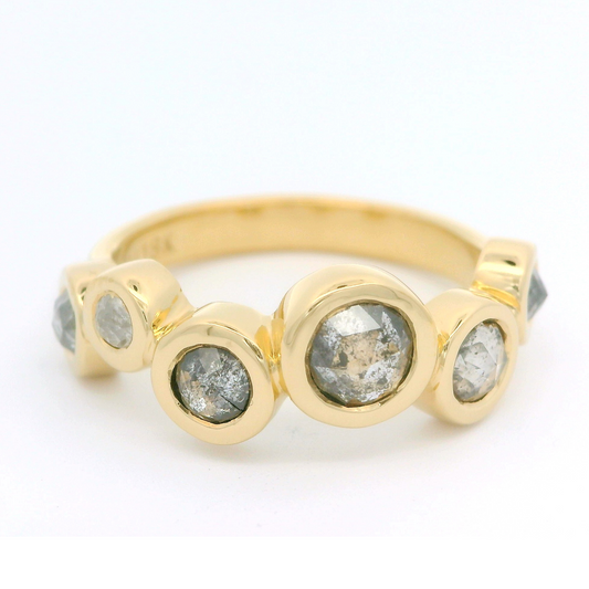 18k yellow gold ring with 1.1 carats of rose cut diamonds.
