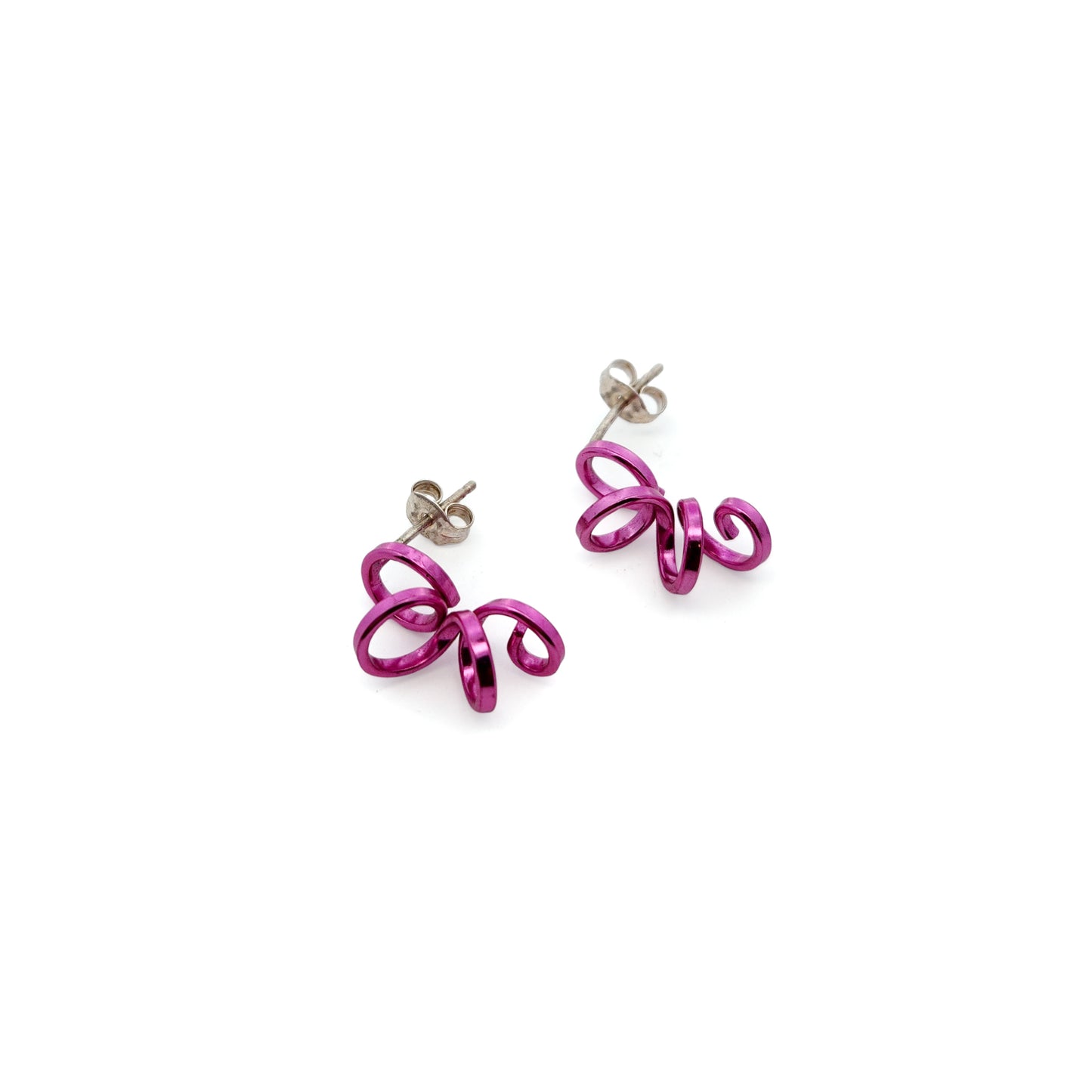 Small Pink Spiral Earrings