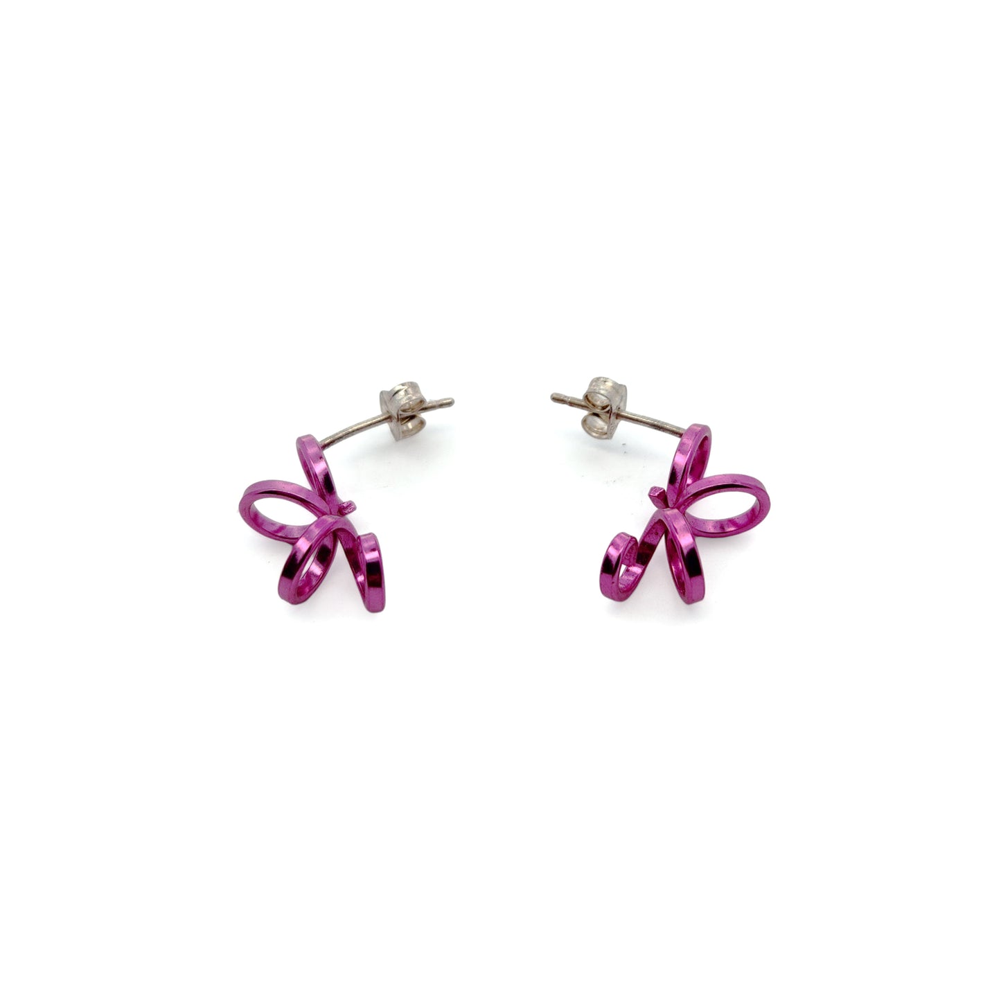 Small Pink Spiral Earrings