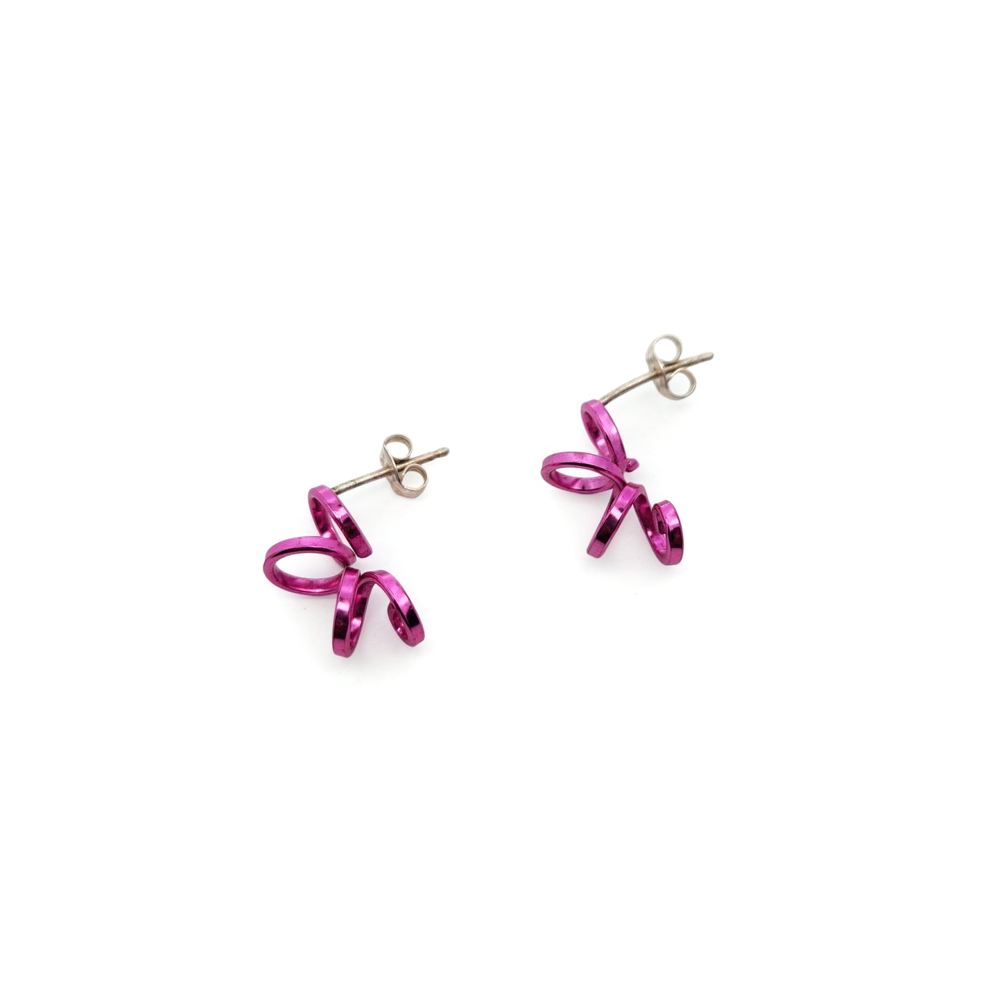 Small Pink Spiral Earrings