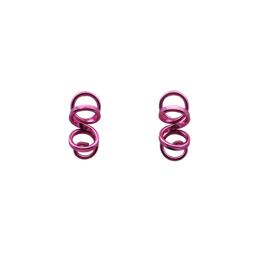 Small Pink Spiral Earrings