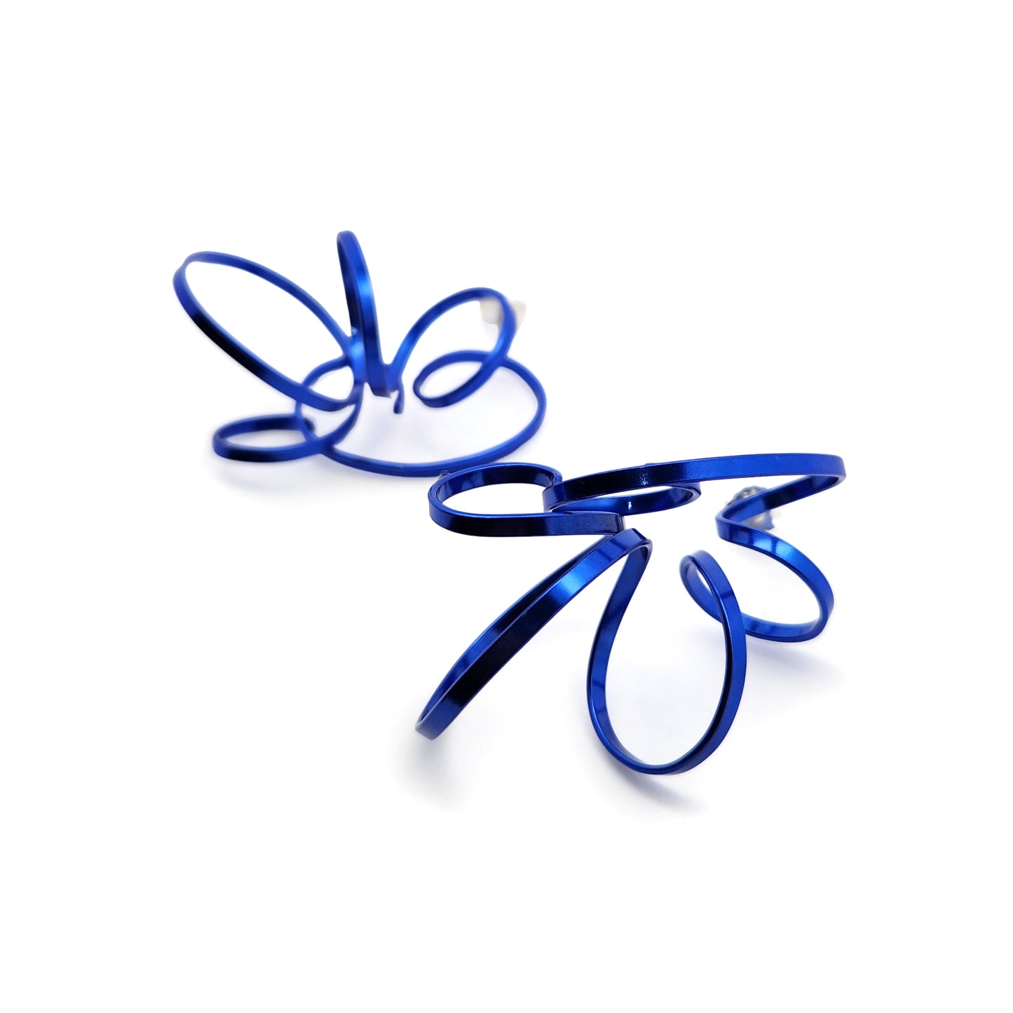 Blue Ribbon Spiral Earrings