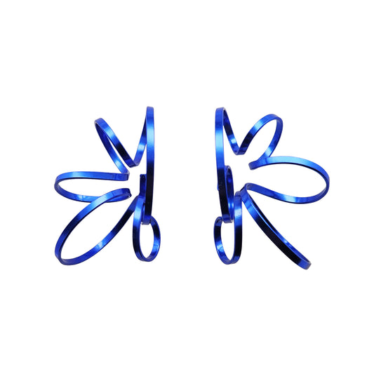 Blue Ribbon Spiral Earrings