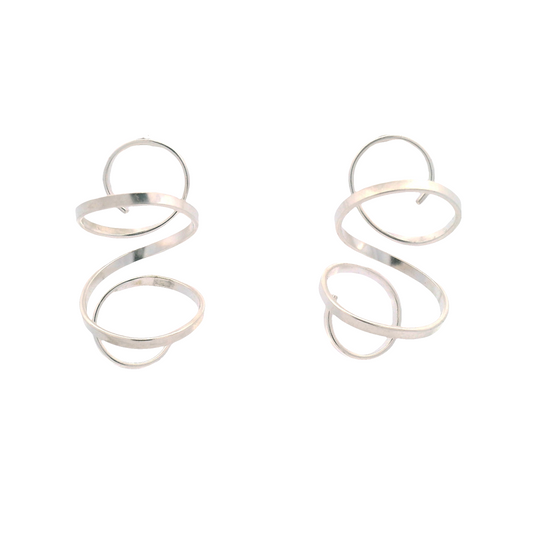 Medium Silver Spiral Earrings