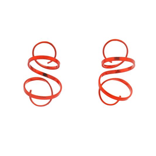 Medium Red Spiral Earrings