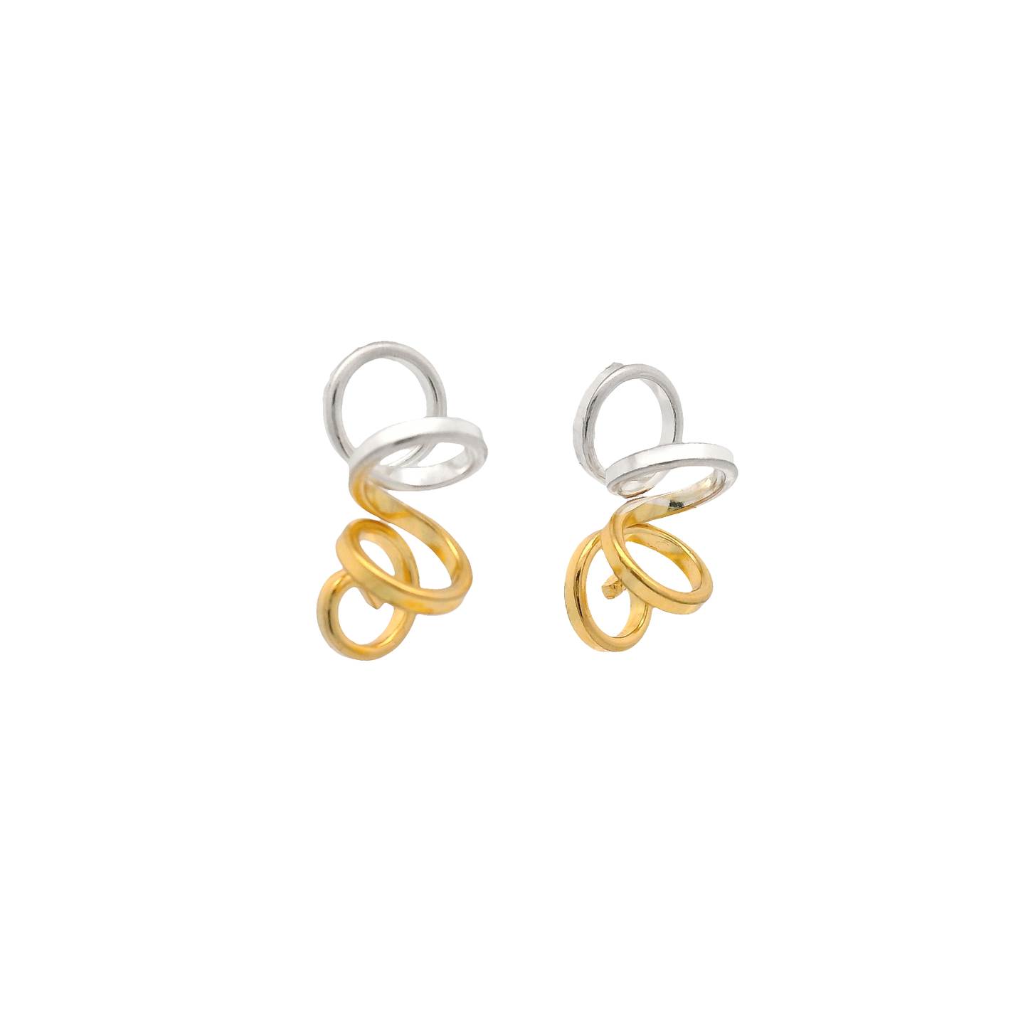 Small Gold & Silver Spiral Earrings