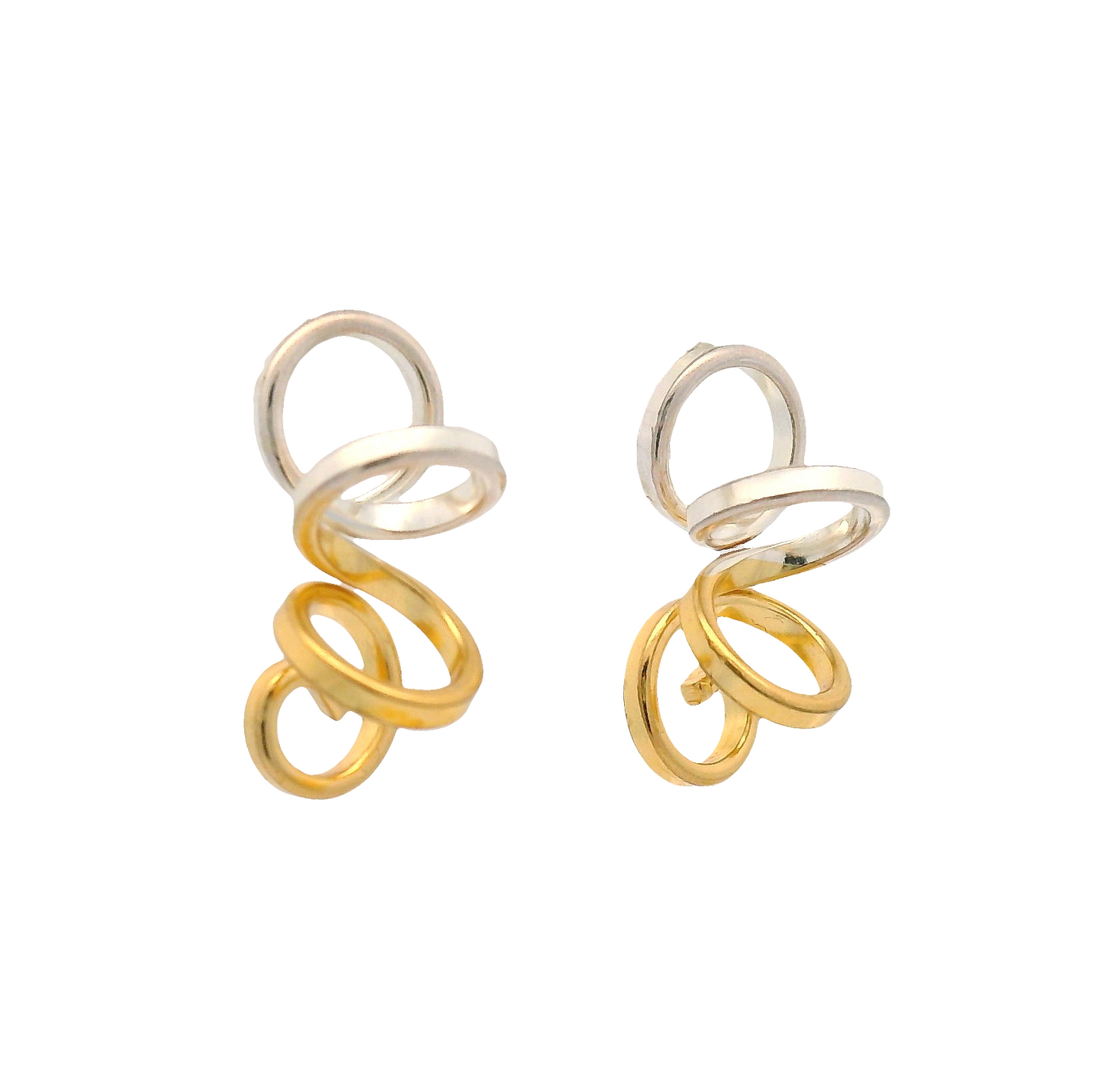 Small Gold and Silver Spiral Earrings