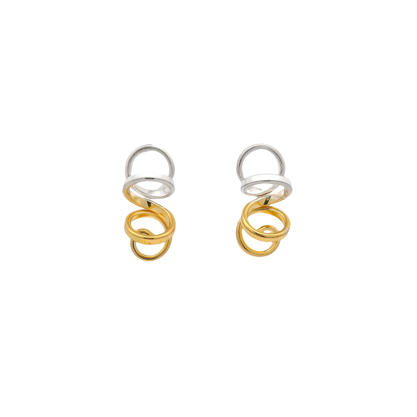 Small Gold & Silver Spiral Earrings