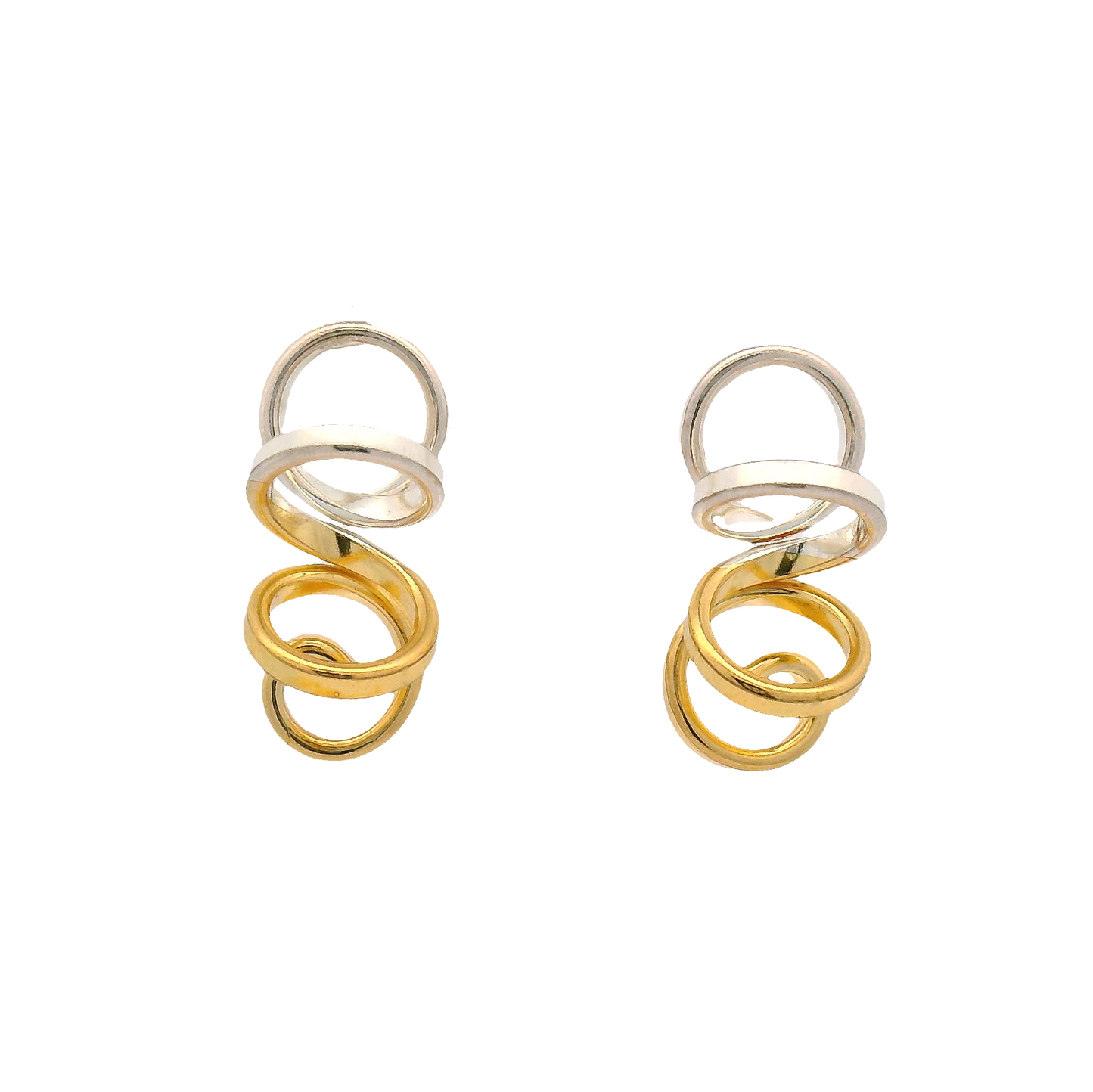 Small Gold and Silver Spiral Earrings