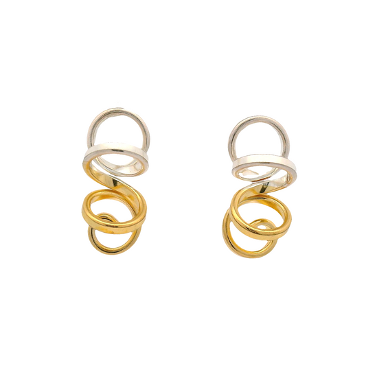 Small Gold and Silver Spiral Earrings