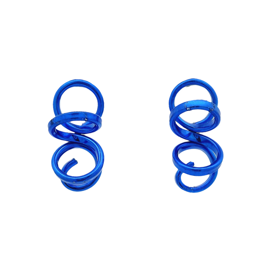 Small Blue Spiral Earrings