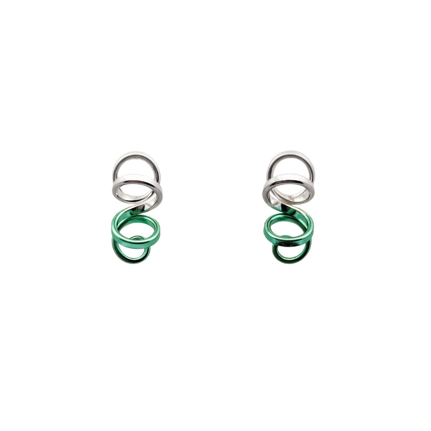 Small Silver & Green Spiral Earrings