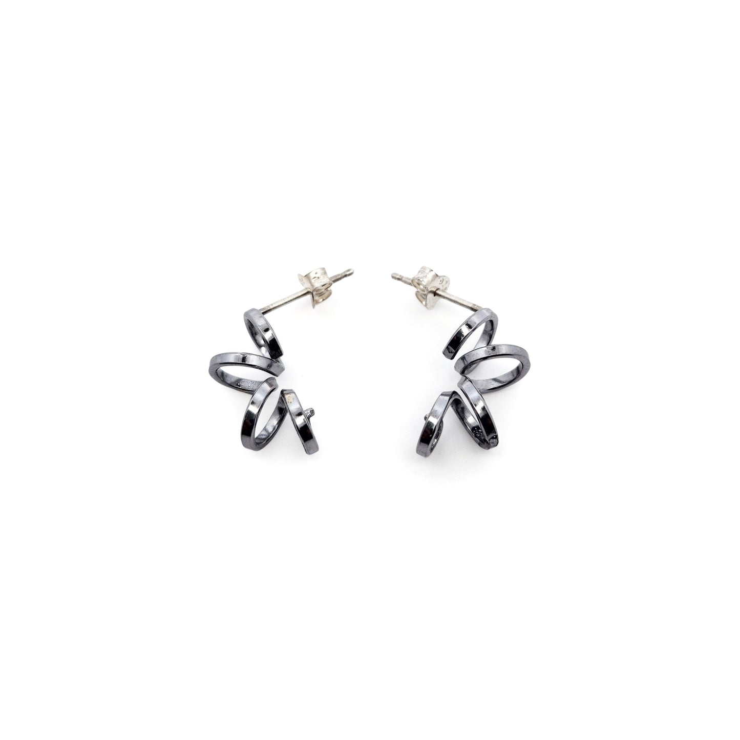 Small Chrome Spiral Earrings