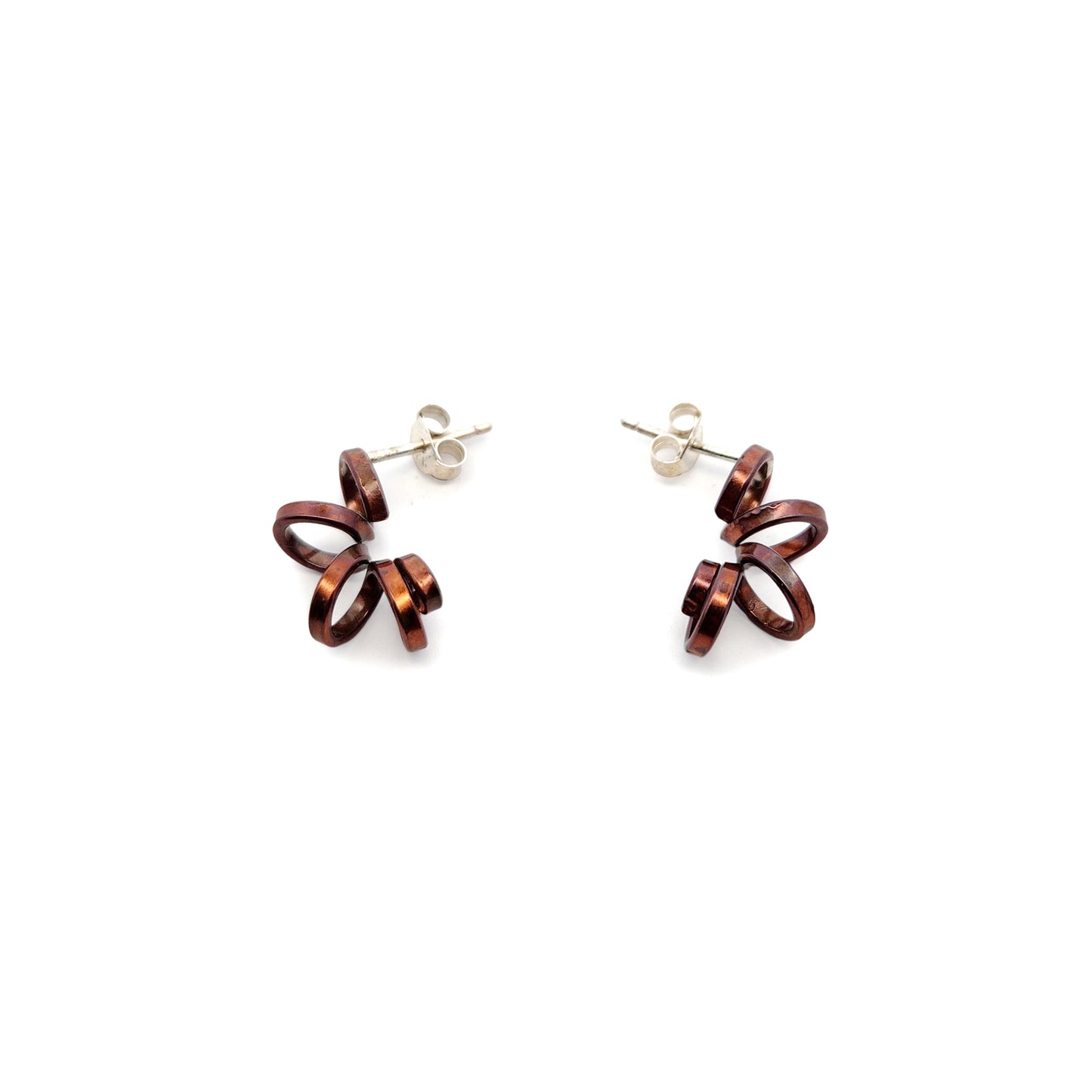 Small Copper Spiral Earrings