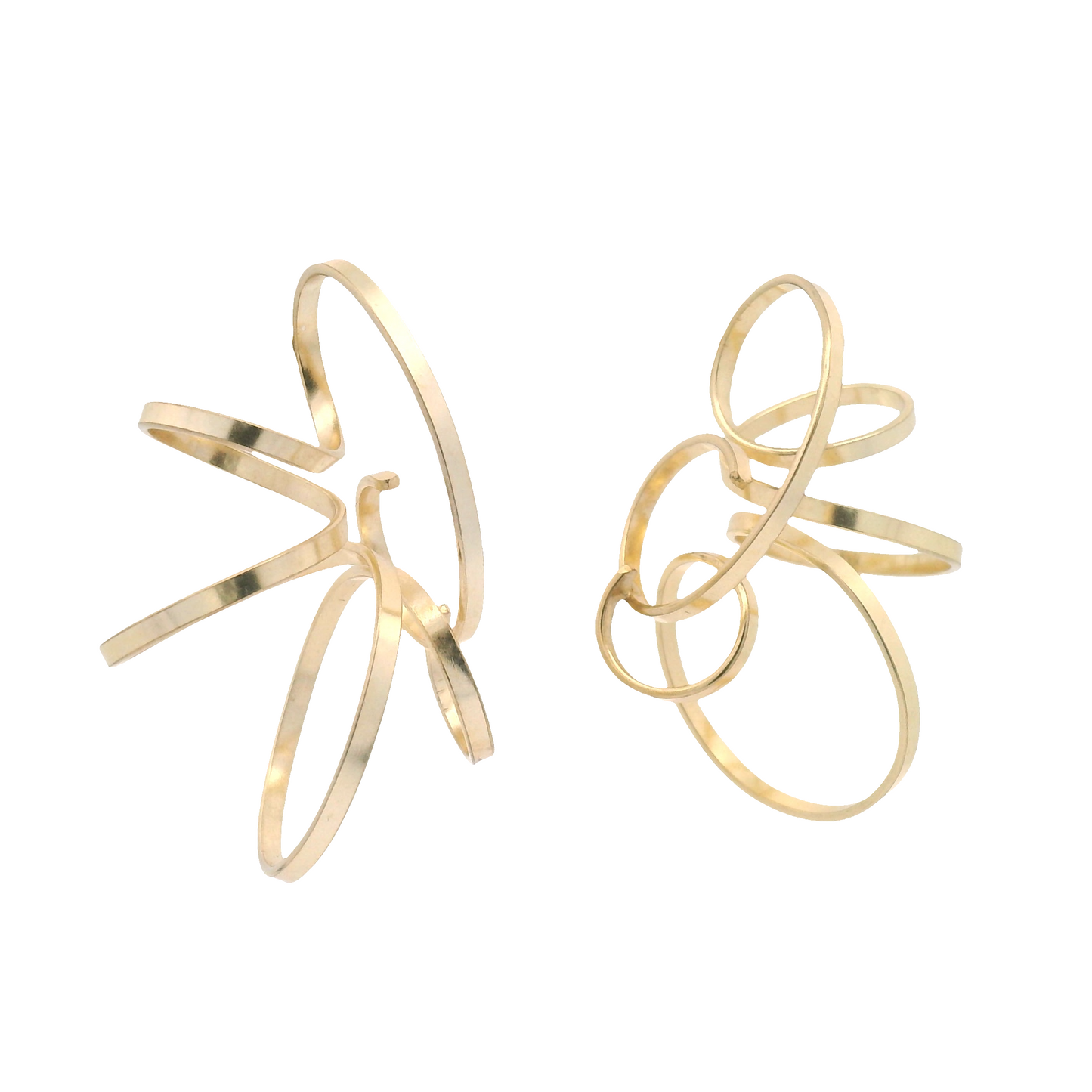 Large Gold Plated Spiral Earrings
