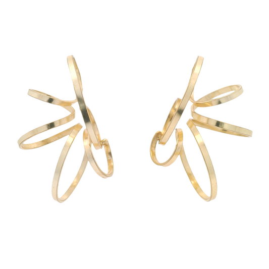 Large Gold Plated Spiral Earrings