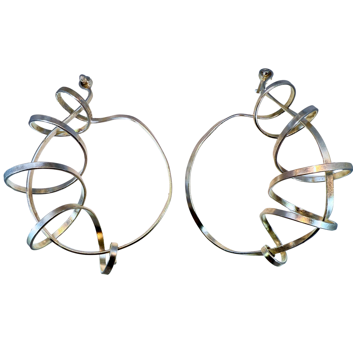 Large Sterling Silver Twist Hoop Earrings