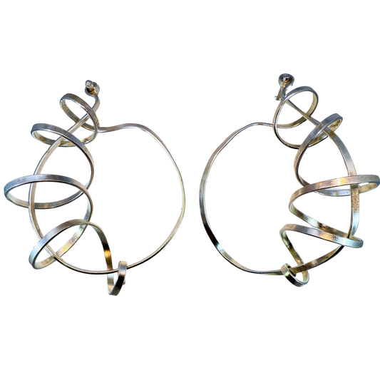 Large Sterling Silver Twist Hoop Earrings