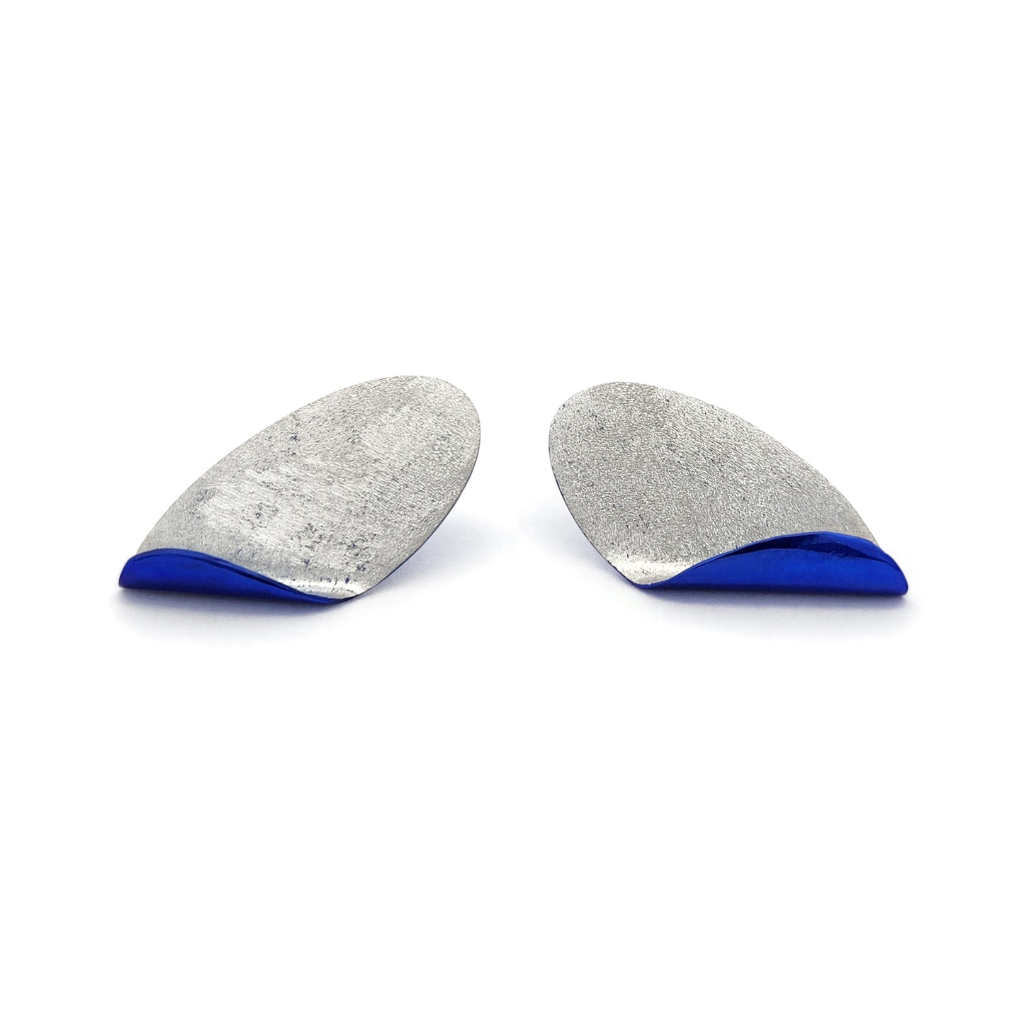 2-Tone Silver & Blue Folded Earrings