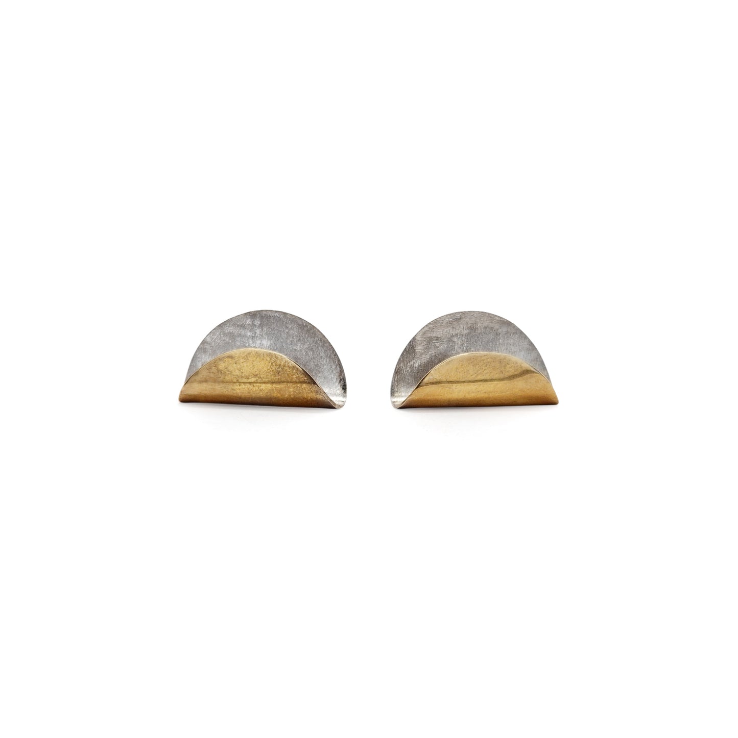 2-Tone Folded Half-Round Earrings
