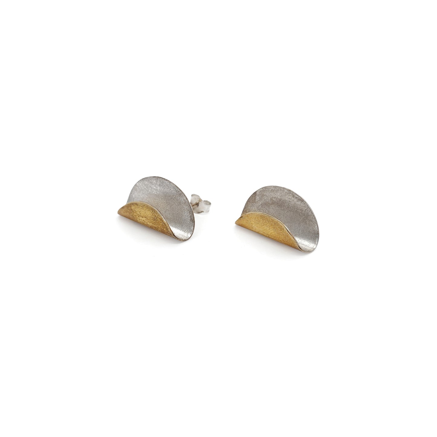 2-Tone Folded Half-Round Earrings