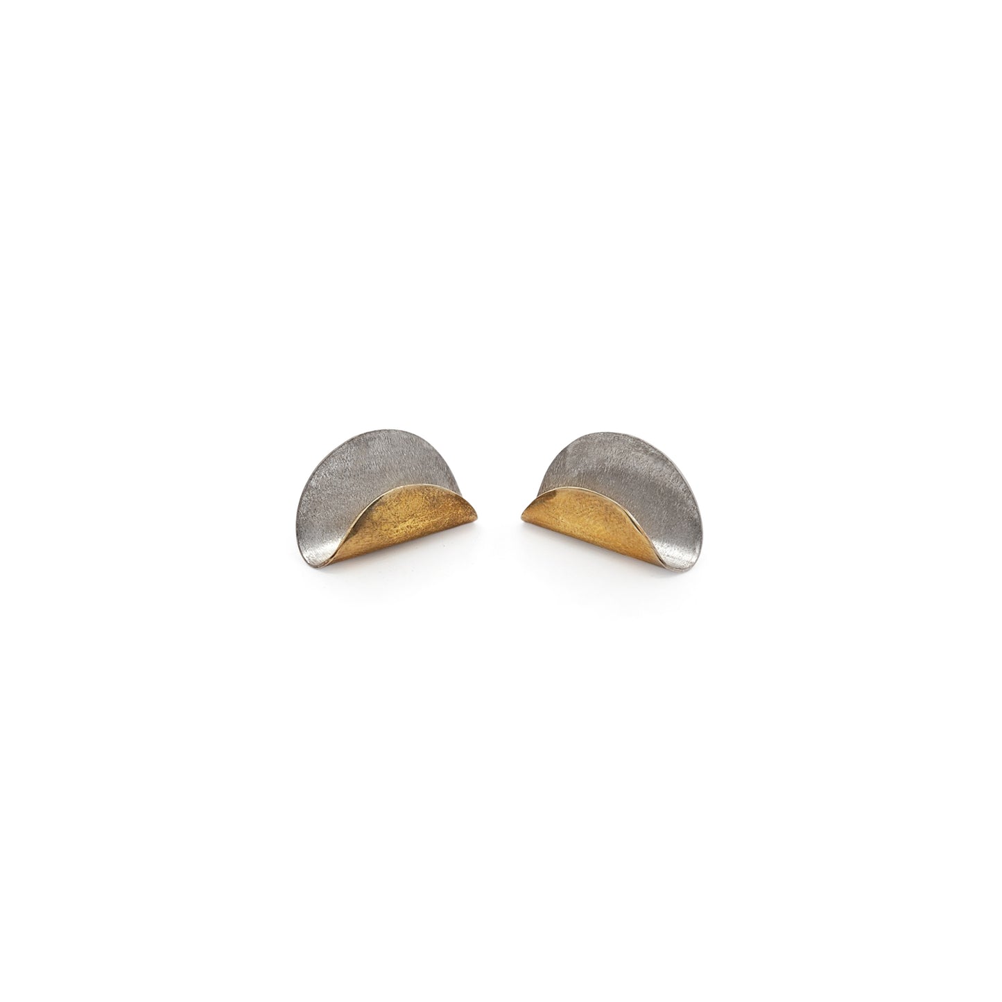 2-Tone Folded Half-Round Earrings
