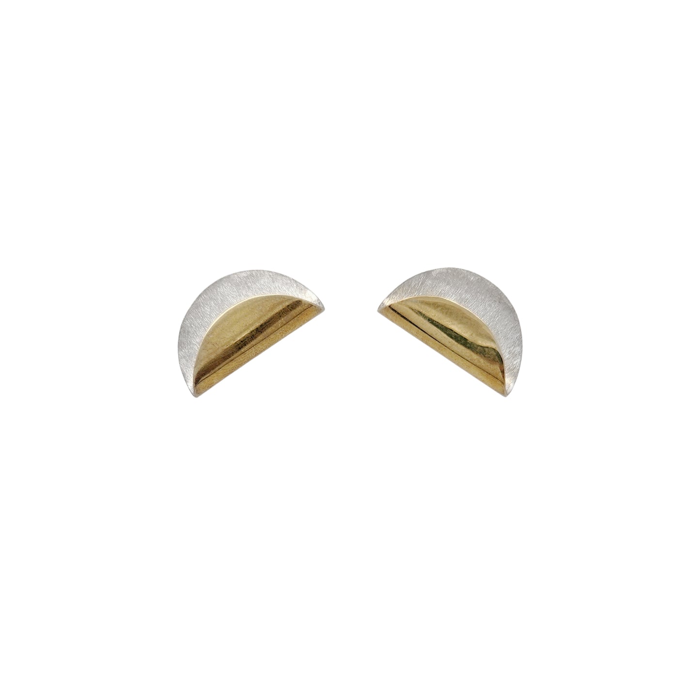 2-Tone Folded Half-Round Earrings