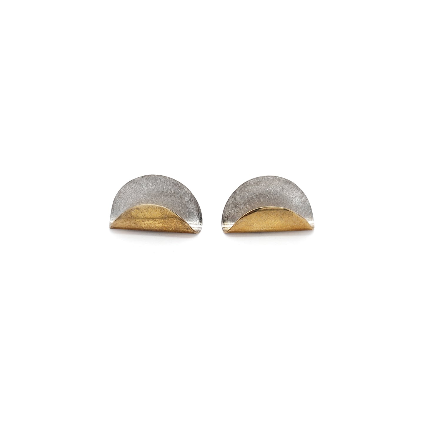 2-Tone Folded Half-Round Earrings